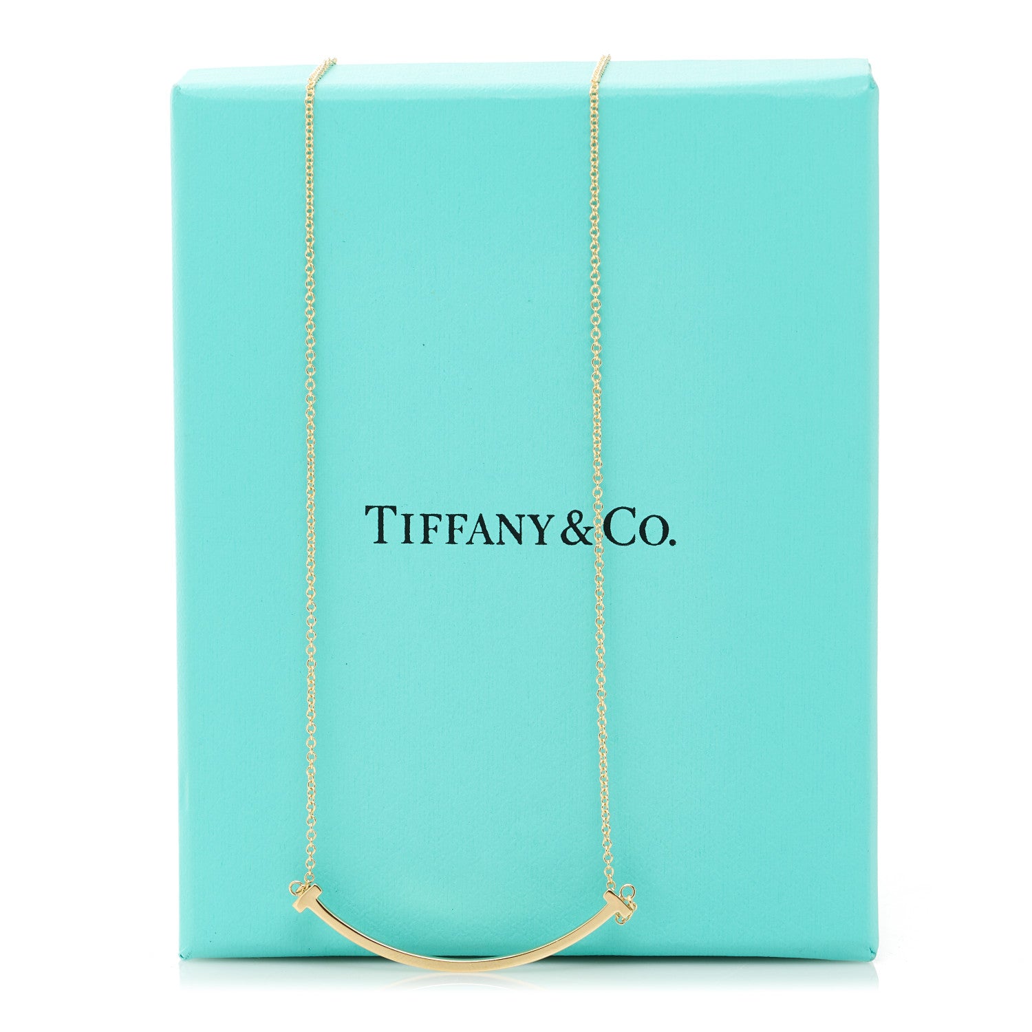 Tiffany 18K Yellow Gold Small T Smile Pendant Necklace 6 of 6