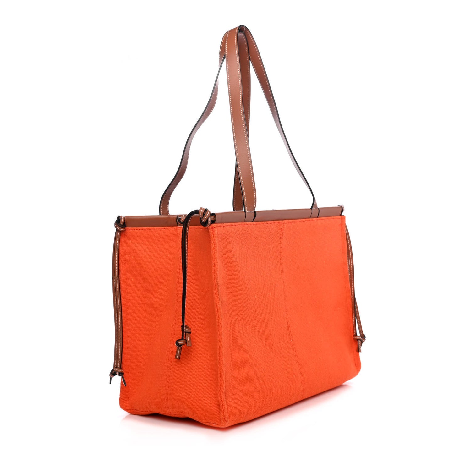 Canvas Calfskin Cushion Tote Orange