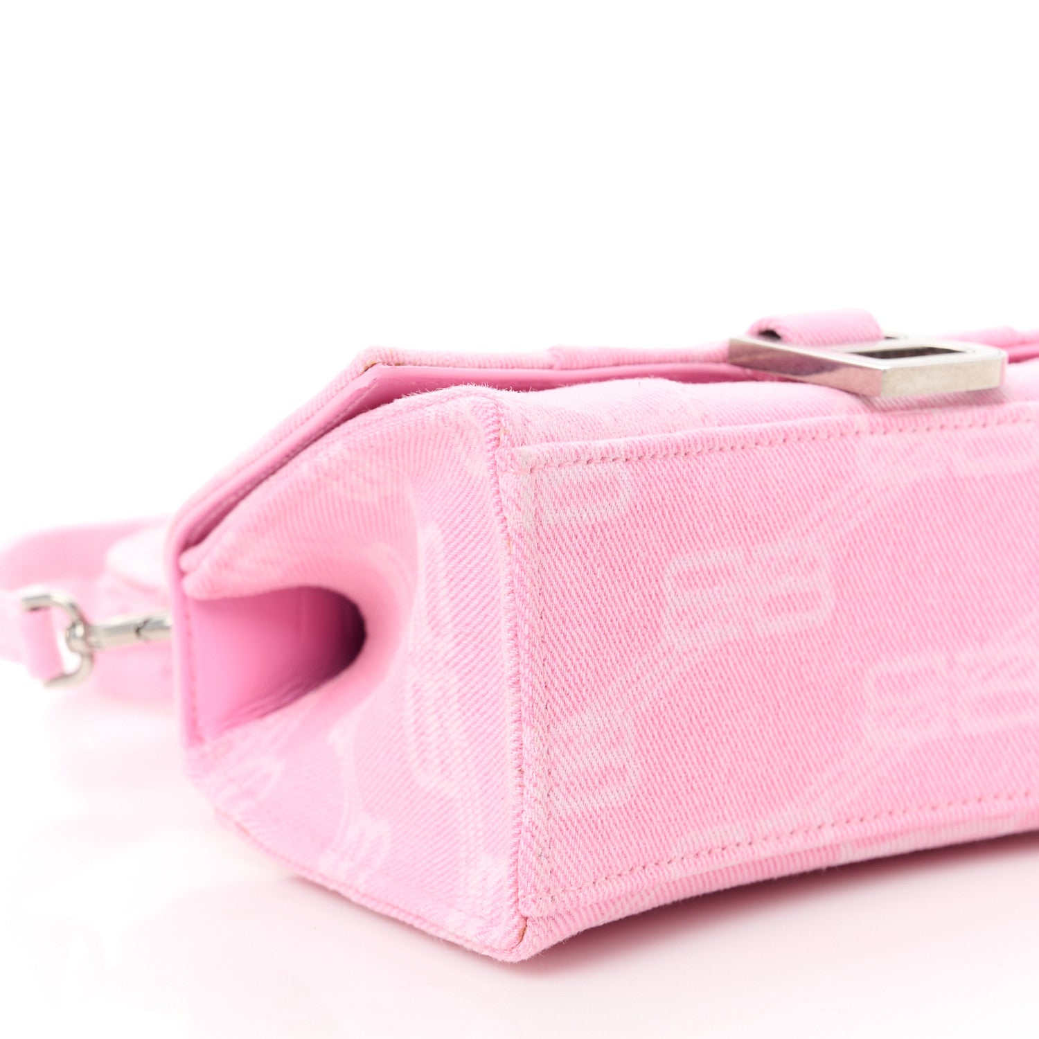 Balenciaga Washed Denim BB Monogram Hourglass Top Handle Bag XS Pink 10 of 11