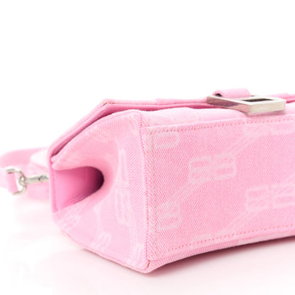Balenciaga Washed Denim BB Monogram Hourglass Top Handle Bag XS Pink 10 of 11