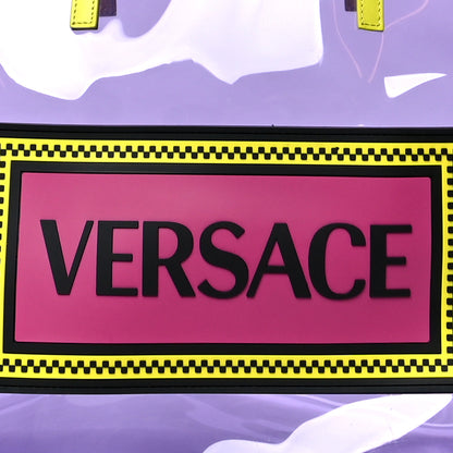 Versace Vinyl Calfskin 90s Logo Tote Purple Yellow 8 of 14