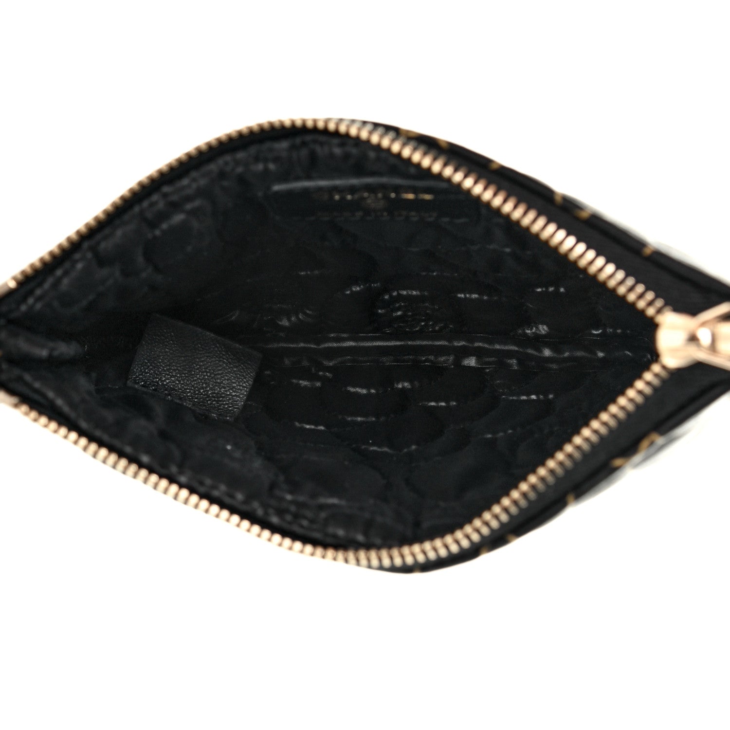 Chanel Lambskin Camellia Embossed Small Cosmetic Case Black Gold 5 of 7