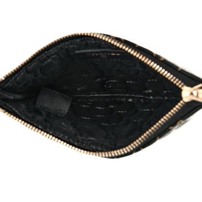 Chanel Lambskin Camellia Embossed Small Cosmetic Case Black Gold 5 of 7