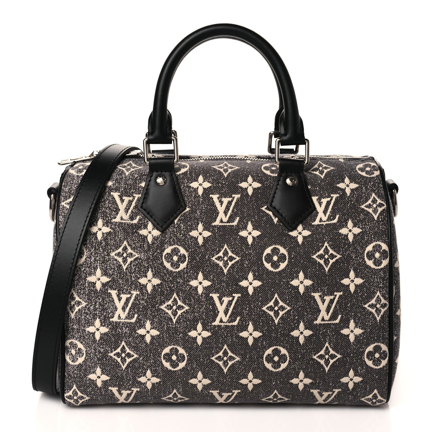 Denim Monogram Jacquard Speedy Bandouliere 25 Black