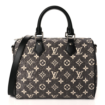 Louis Vuitton Denim Monogram Jacquard Speedy Bandouliere 25 Black 1 of 9