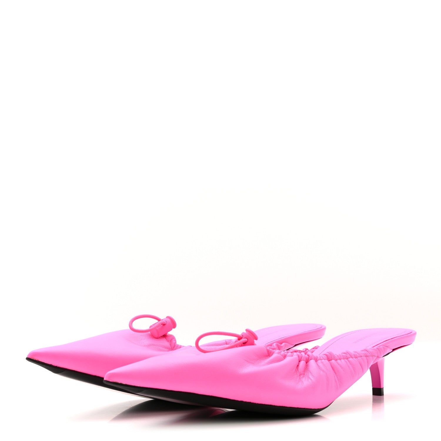Balenciaga Smooth Nappa Pointed Toe Scrunch Knife 40mm Mules 38 Fluo Pink 4 of 10