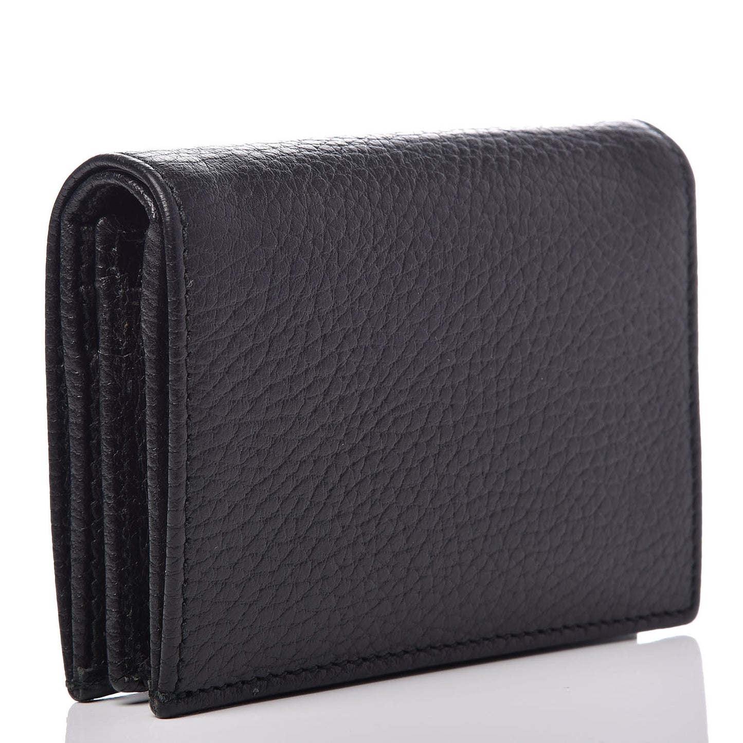 Pebbled Calfskin GG Marmont Card Case Black