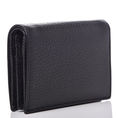 Gucci Pebbled Calfskin GG Marmont Card Case Black 3 of 8