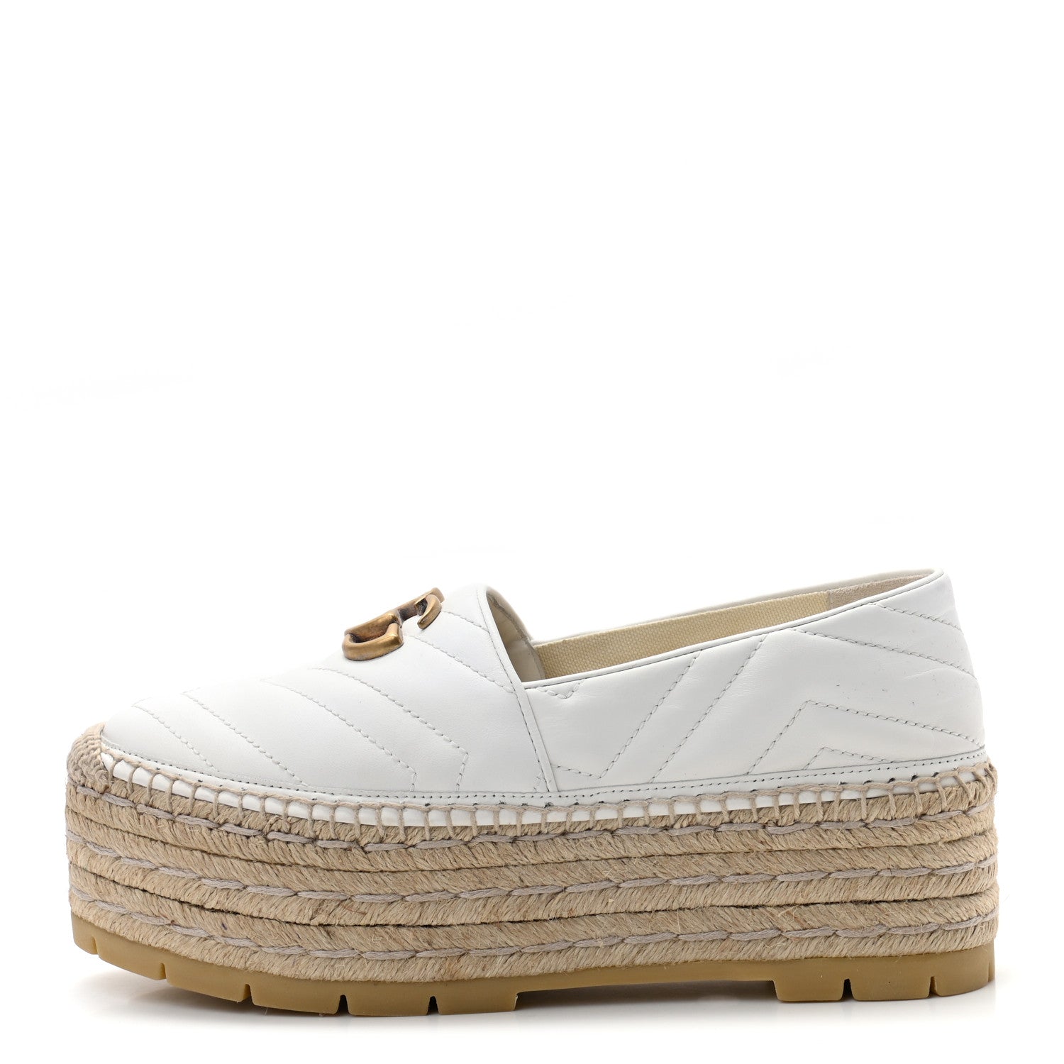 Gucci Nappa Matelasse GG Marmont Platform Espadrilles 38 Great White 1 of 12