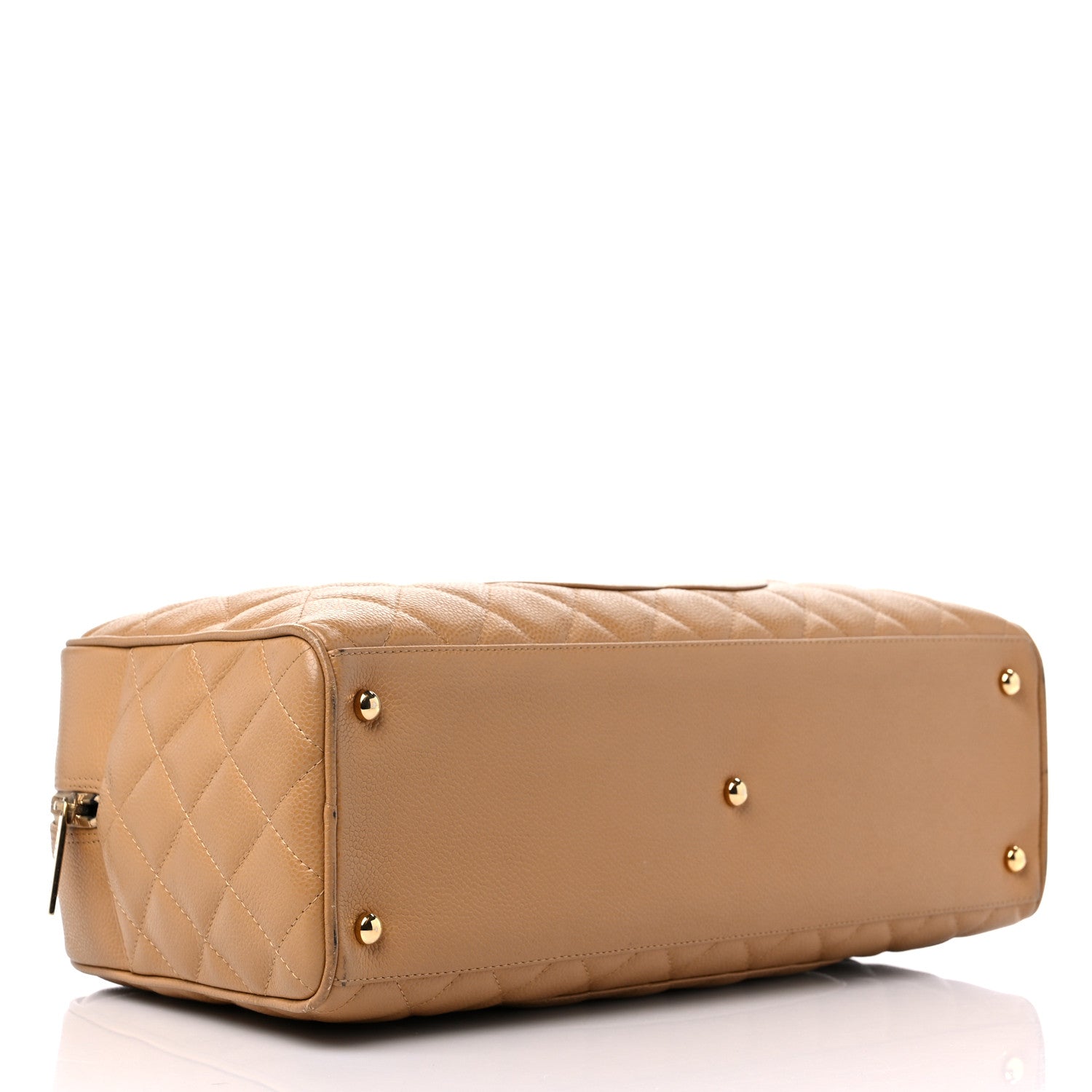 Chanel Caviar Quilted Large Bowler Bag Beige 5 of 14