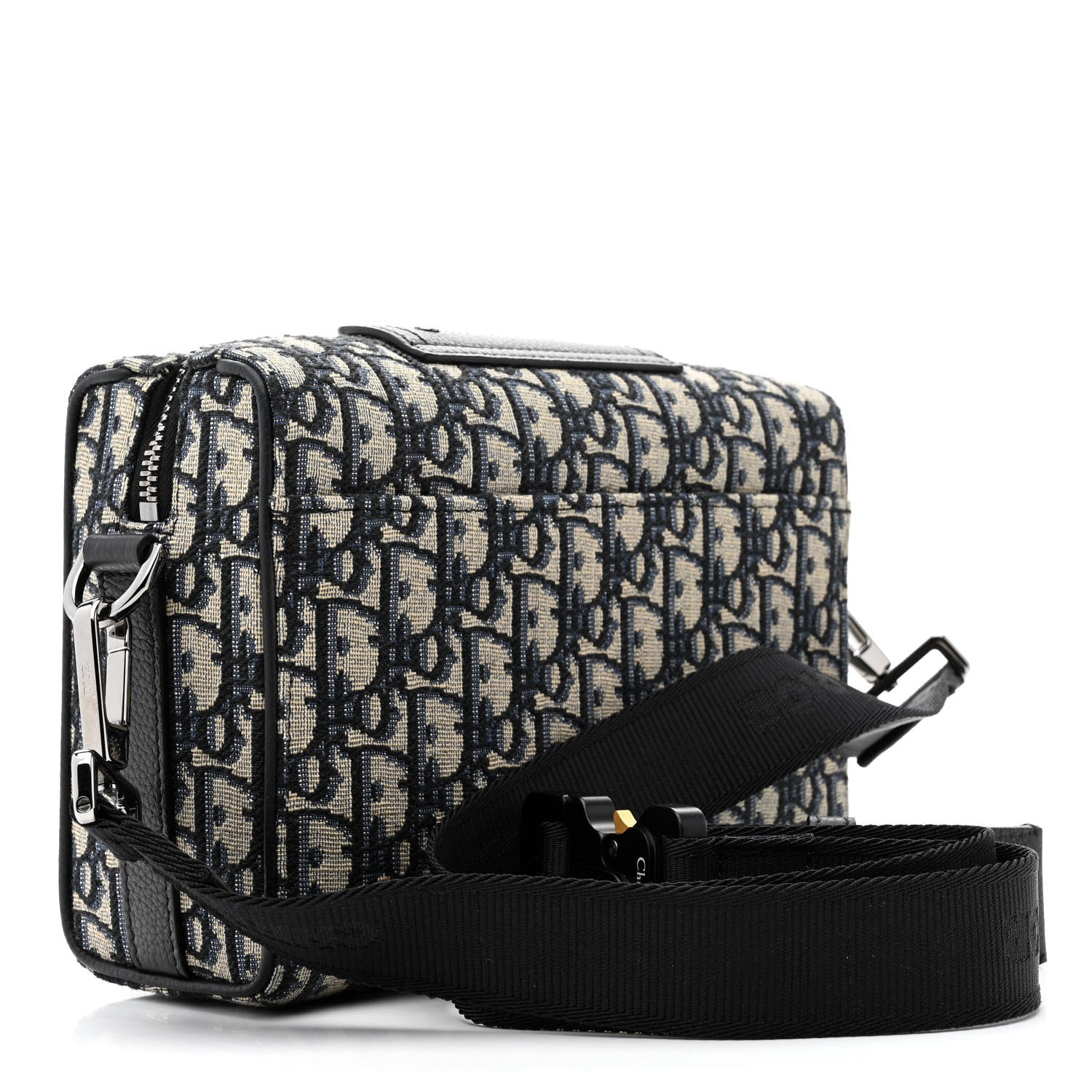 Christian Dior Oblique Jacquard Grained Calfskin Lingot Pouch Beige Black 2 of 11