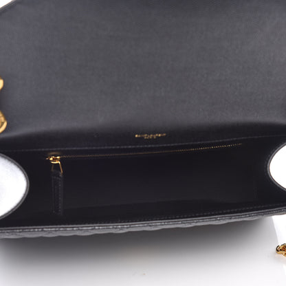 Saint Laurent Grain De Poudre Textured Mixed Matelasse Large Triquilt Monogram Satchel Black 7 of 10