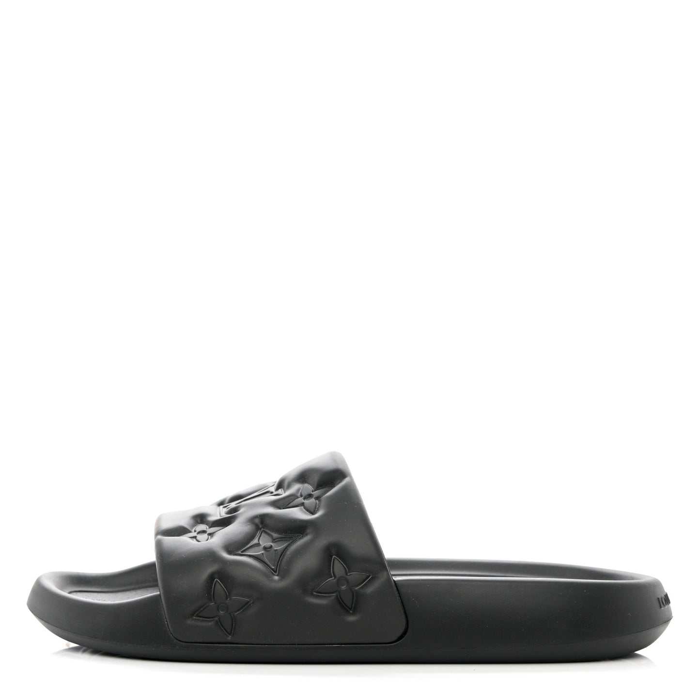 Rubber Embossed Monogram Mens Waterfront Mules 9 Black