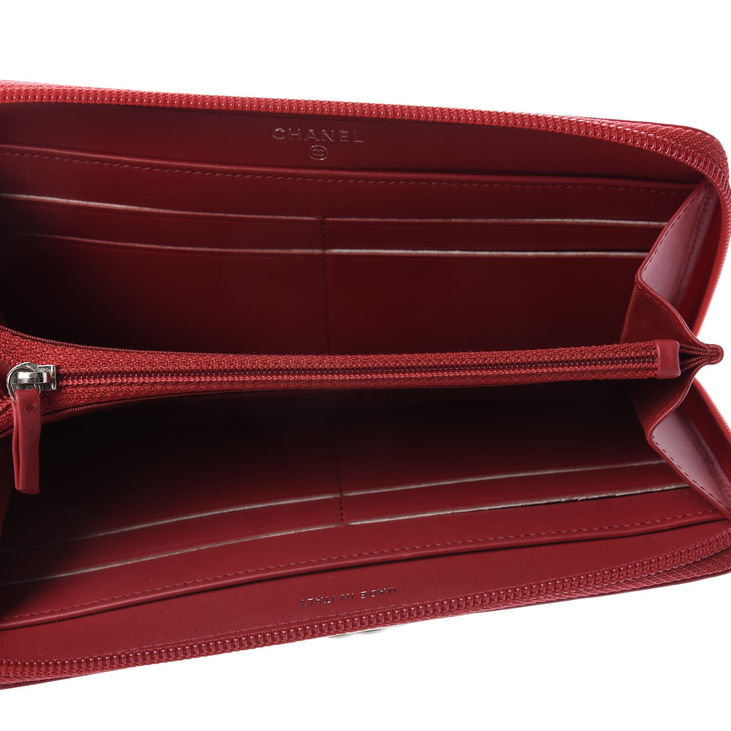 Chanel Patent Quilted Boy Zip Around Wallet Red 5 of 10