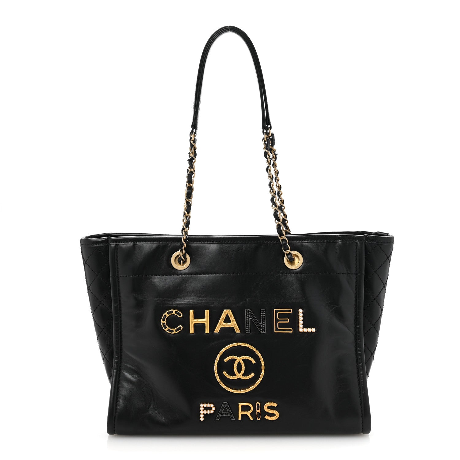 Chanel Aged Calfskin Small Charms Deauville Tote Black 1 of 11