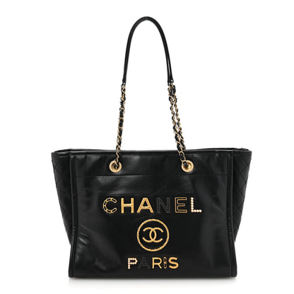 Chanel Aged Calfskin Small Charms Deauville Tote Black 1 of 11