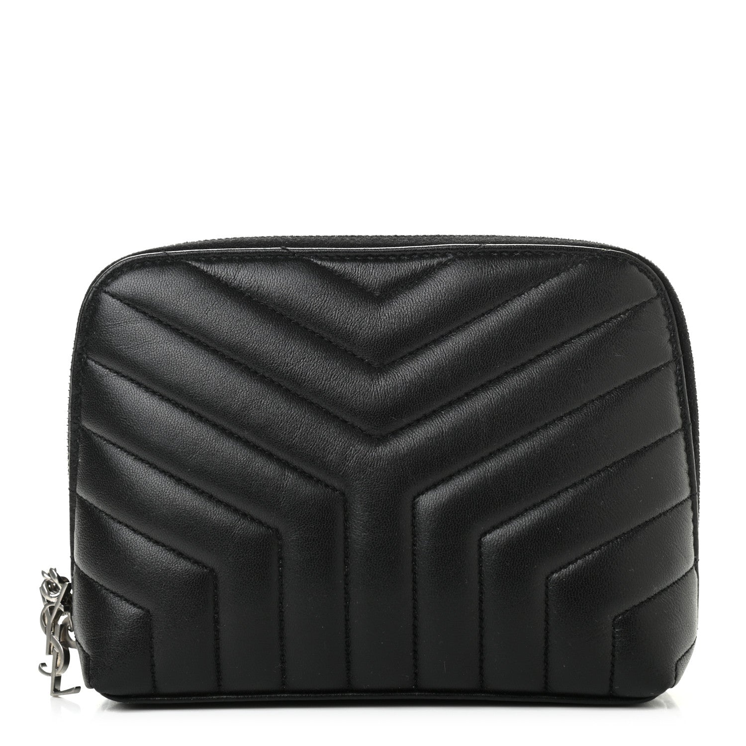 Saint Laurent Lambskin Y Quilted Monogram Loulou Cosmetic Case Black 1 of 8