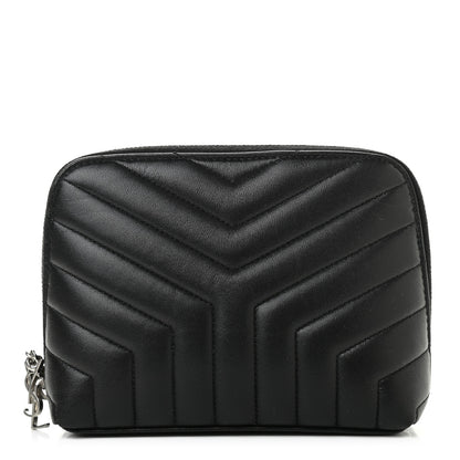 Saint Laurent Lambskin Y Quilted Monogram Loulou Cosmetic Case Black 1 of 8