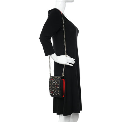 Christian Louboutin Calfskin Spikes Loubinthesky Paloma Crossbody Phone Case Black Multicolor 2 of 10