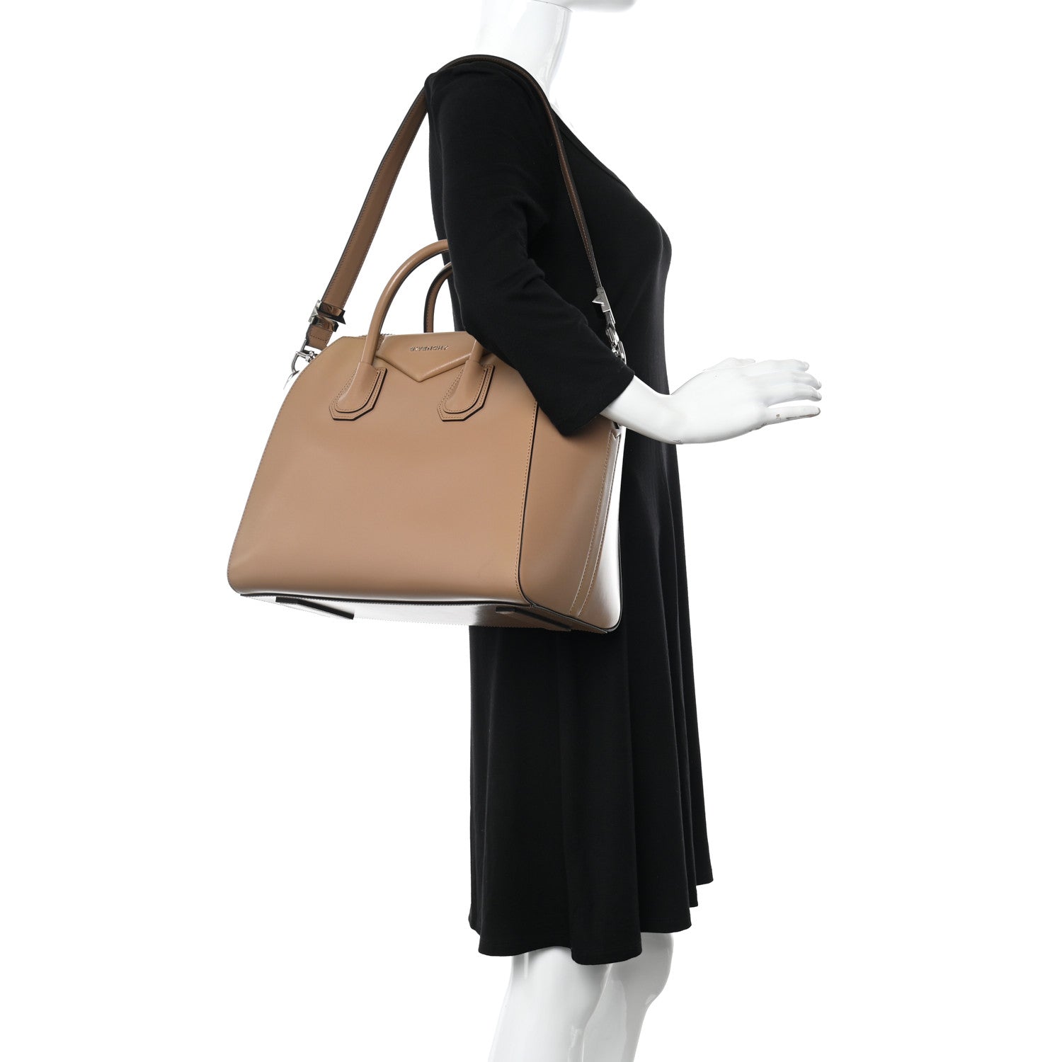 Givenchy Shiny Lord Calfskin Medium Antigona Dark Beige 2 of 13