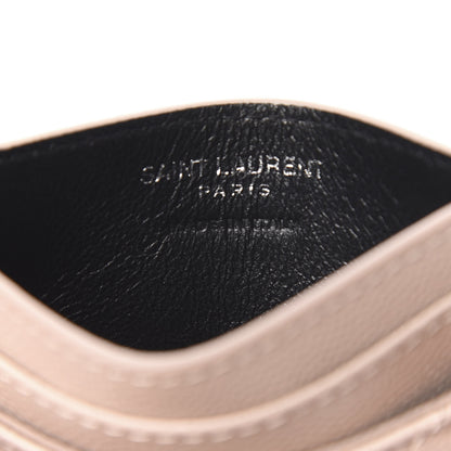 Saint Laurent Grain De Poudre Matelasse Chevron Monogram Credit Card Case Rose Poudre 5 of 7