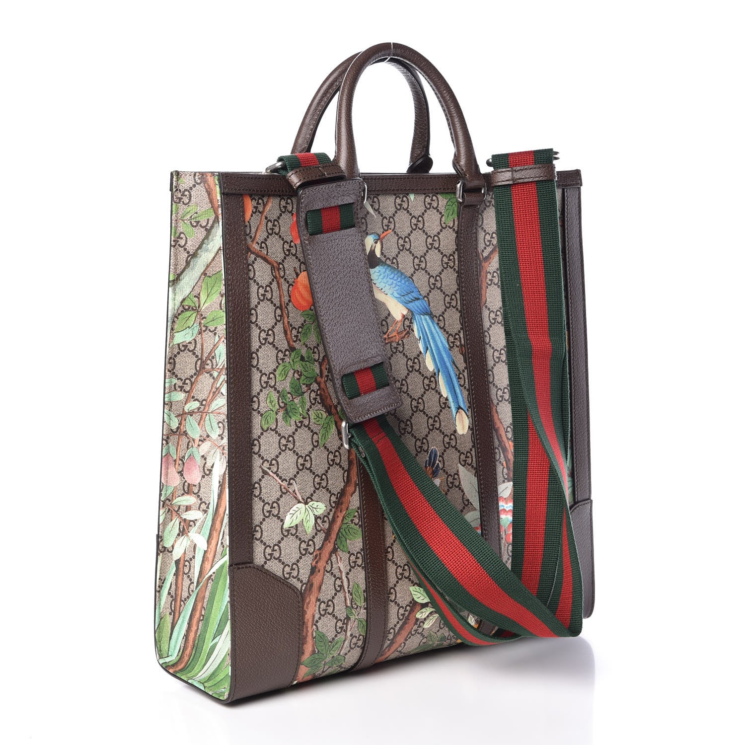 Gucci GG Supreme Monogram Tian Web Vertical Tote Beige Multicolor New Acero 4 of 8