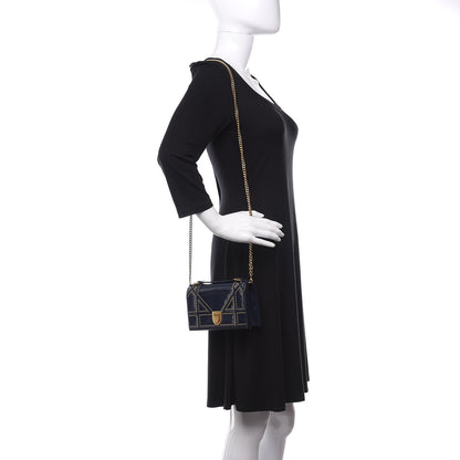 Christian Dior Patent Studded Diorama Top Handle Wallet on Chain Pouch Navy Blue 2 of 12