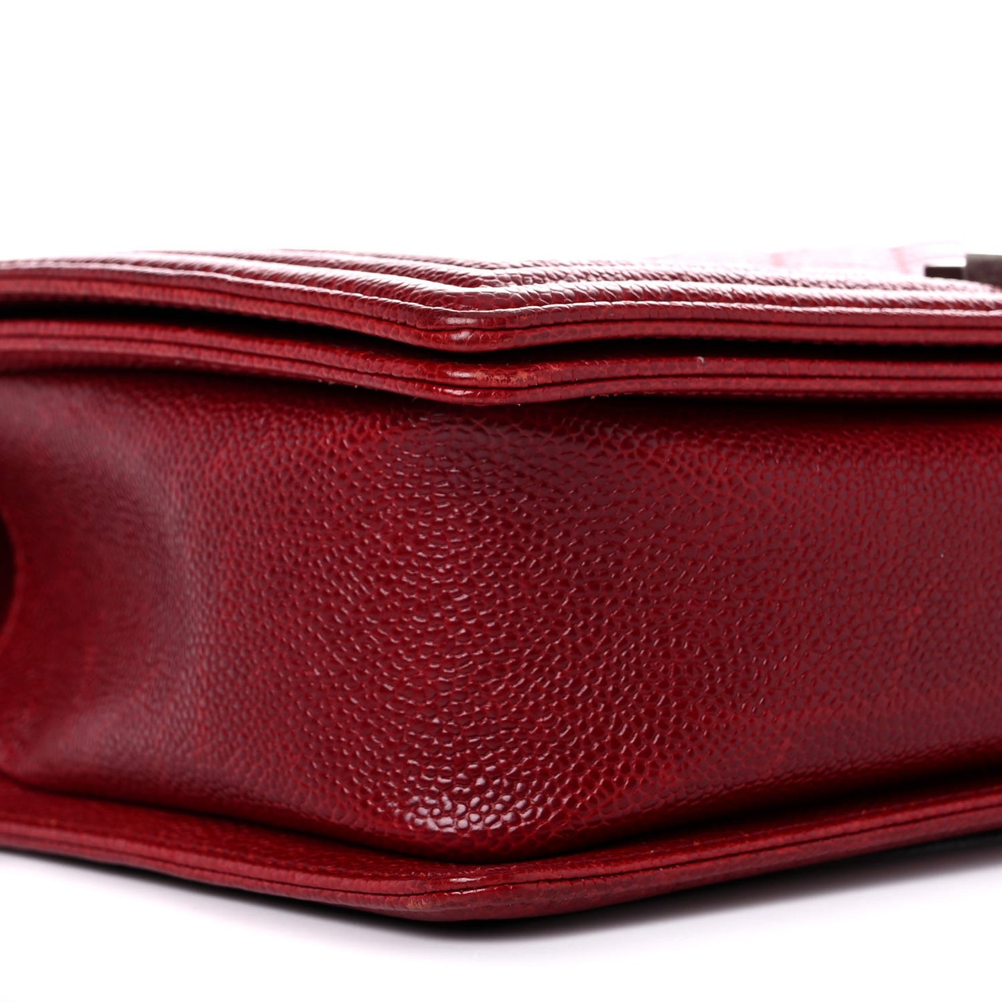 Caviar Quilted New Medium Boy Flap Dark Red