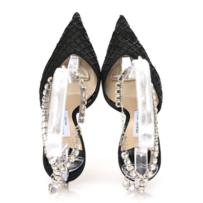 Jimmy Choo Glitter Checker Board Mesh Crystal Saeda 100 Pumps 35.5 Black 2 of 8