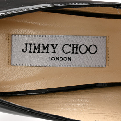 Jimmy Choo Patent Calfskin Gesture Peep Toe Pumps 38 Black 6 of 9