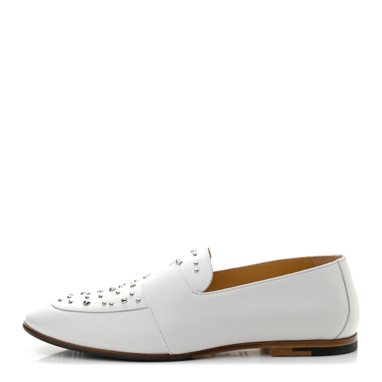 Hermes Calfskin Studded Womens Ancora Moccasin Loafers 40 White 1 of 8