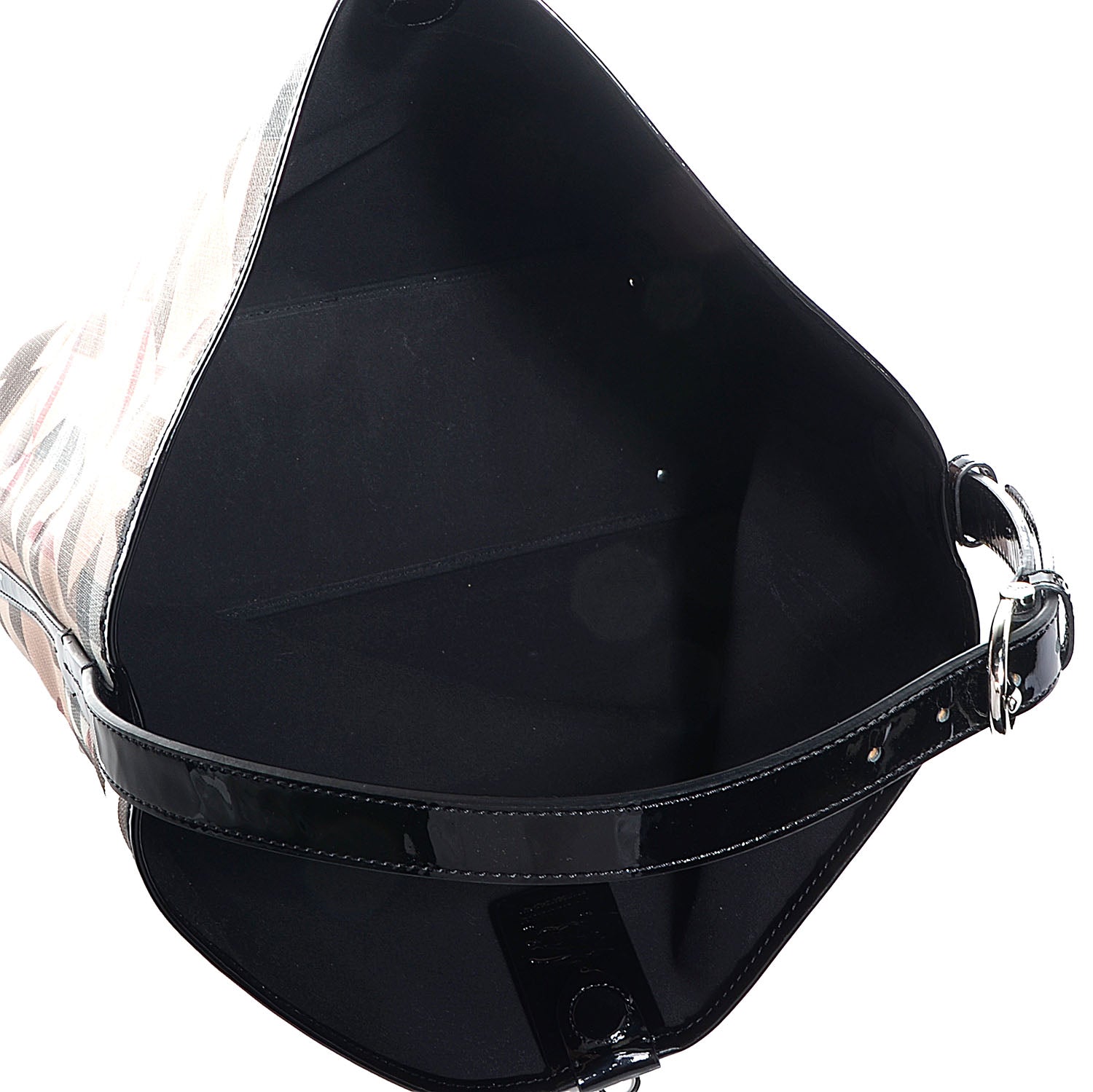 Burberry Patent Trim Patchwork Check Large Bucket Bag 8 of 9