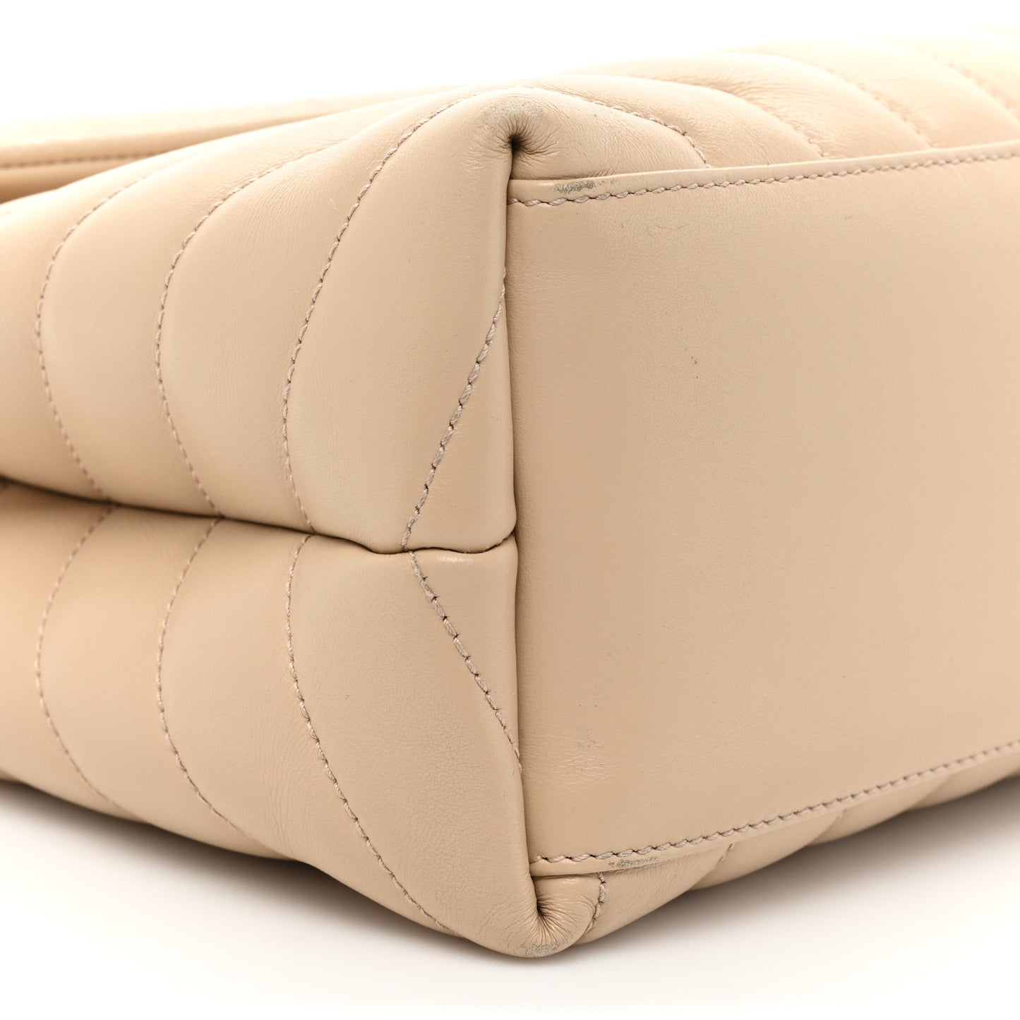 Calfskin Y Quilted Monogram Medium Loulou Chain Satchel Nude Powder