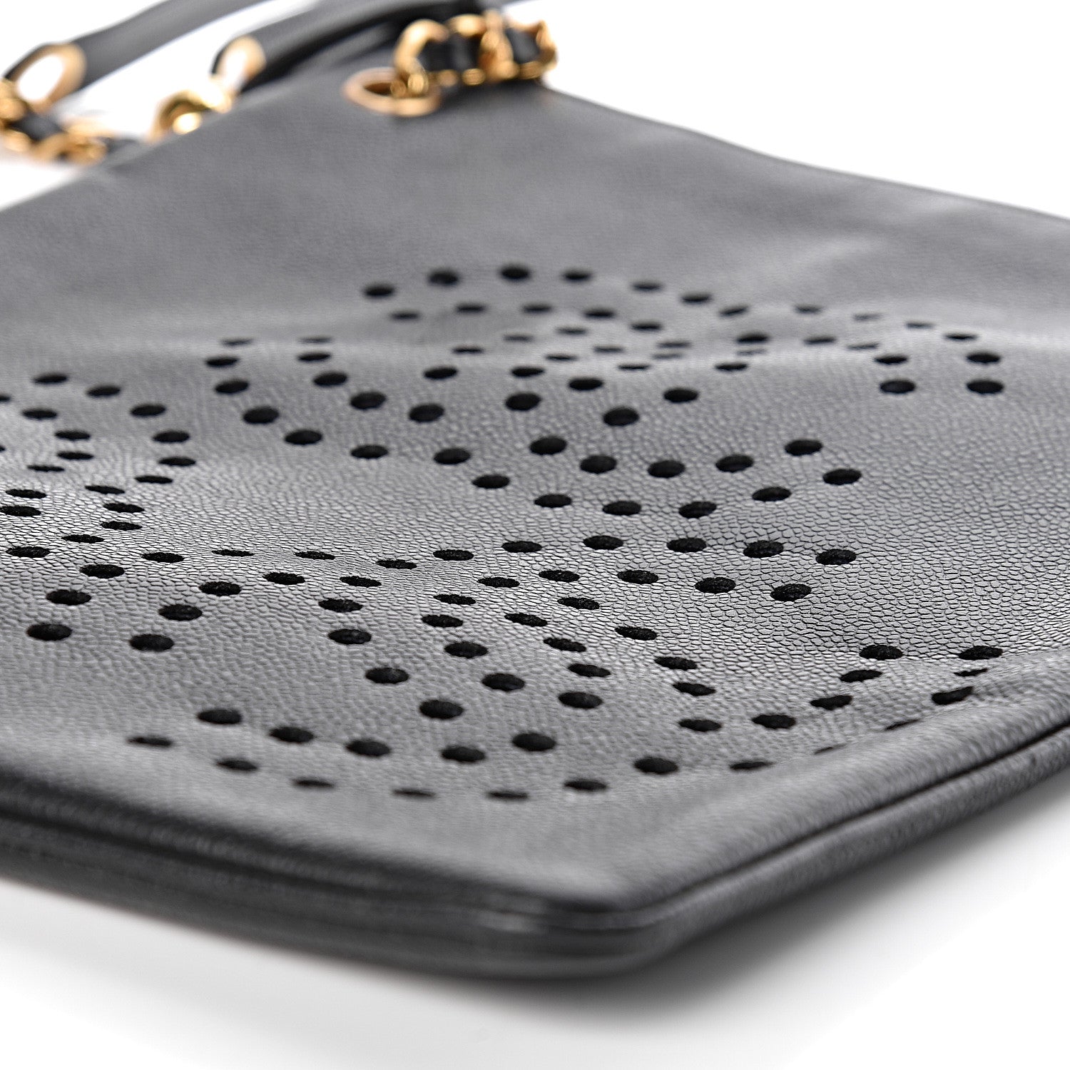 Chanel Caviar Perforated CC Tote Black 10 of 12