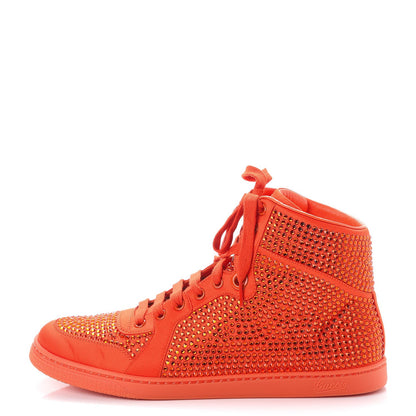 Gucci Satin Crystal High Top Sneakers 41.5 Orange 1 of 12