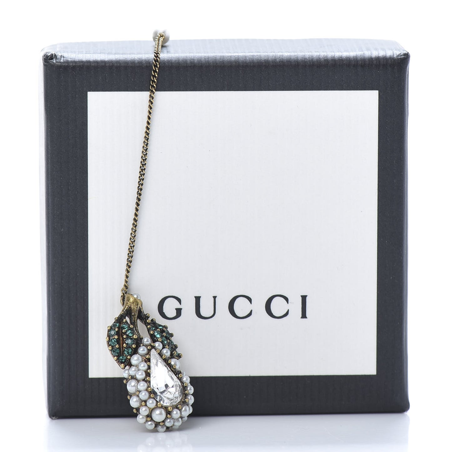 Pearl Crystal Single Pendant Earring Aged Gold Multicolor