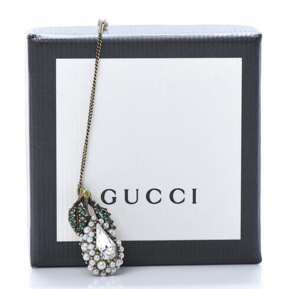 Gucci Pearl Crystal Single Pendant Earring Aged Gold Multicolor 5 of 5