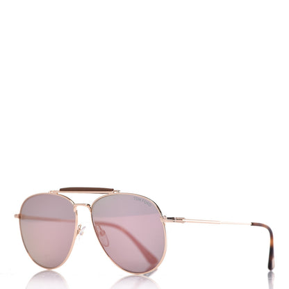 Tom Ford Sean Aviator Sunglasses TF536 Rose Gold Havana 1 of 9