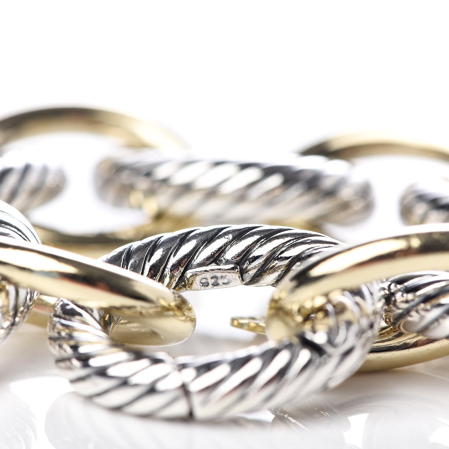 Sterling Silver 18K Yellow Gold 17mm Extra Large Oval Link Bracelet