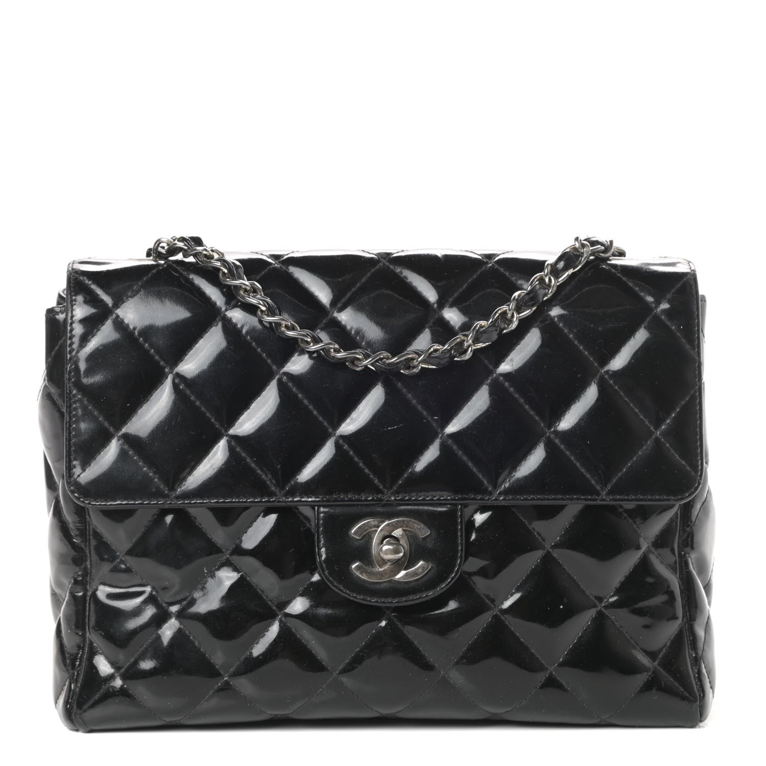 Chanel Patent Quilted Medium Single Flap Black 1 of 10
