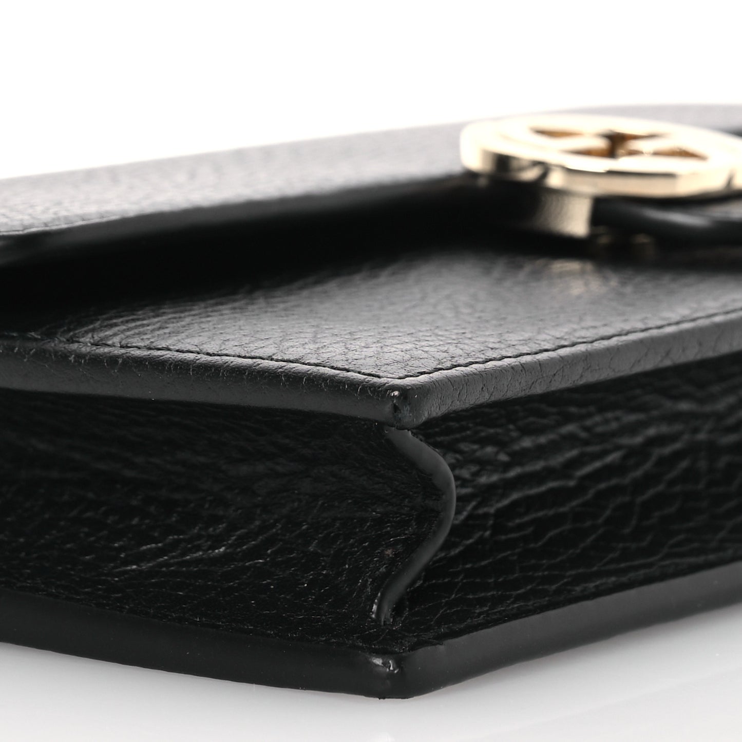 Dollar Calfskin Interlocking G Chain Wallet Black