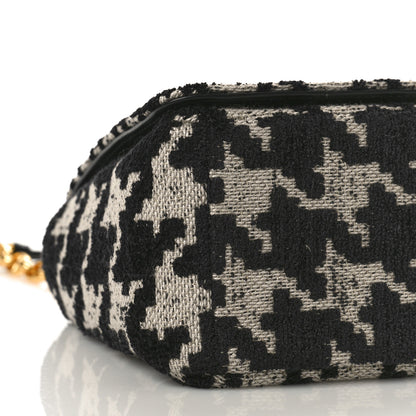 Christian Dior Technical Canvas Macro Houndstooth Medium Caro Bag Black White 7 of 8
