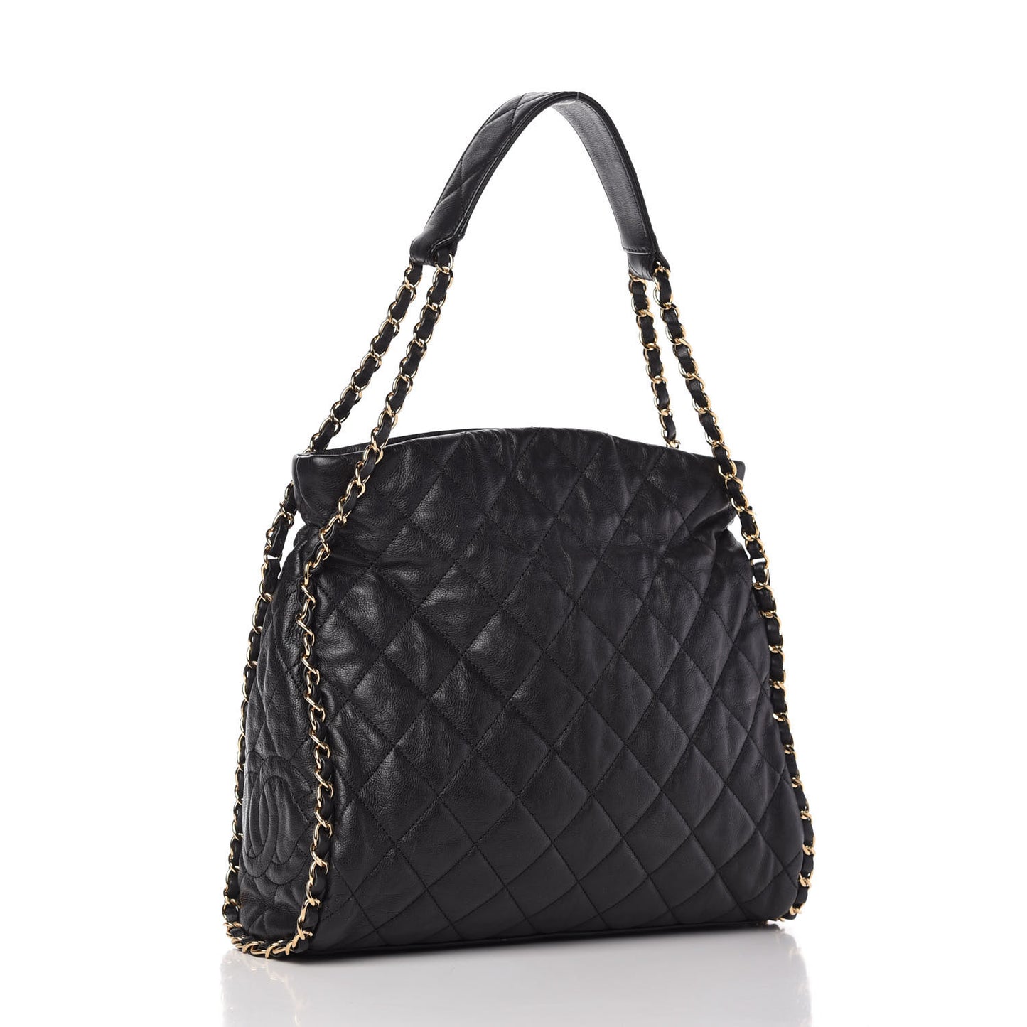 Calfskin Quilted Medium Chain Me Hobo Black