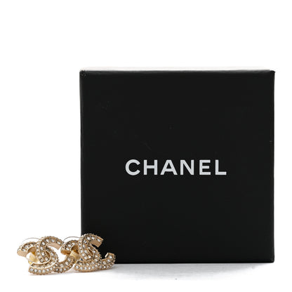Chanel Crystal CC Earrings Gold 5 of 5
