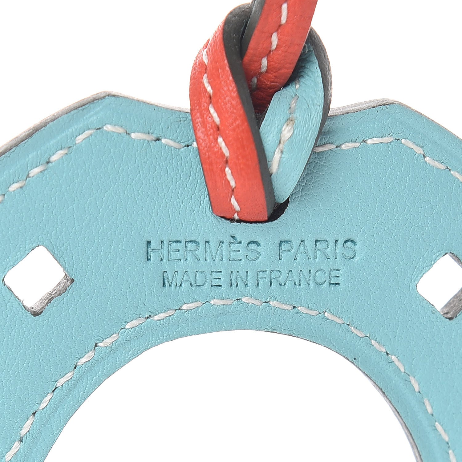 Hermes Swift Paddock Horseshoe Bag Charm Capucine Bleu Atoll 3 of 4