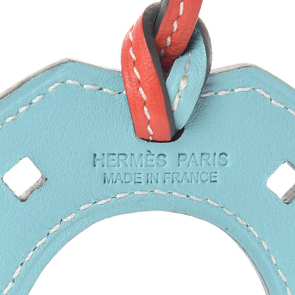 Hermes Swift Paddock Horseshoe Bag Charm Capucine Bleu Atoll 3 of 4