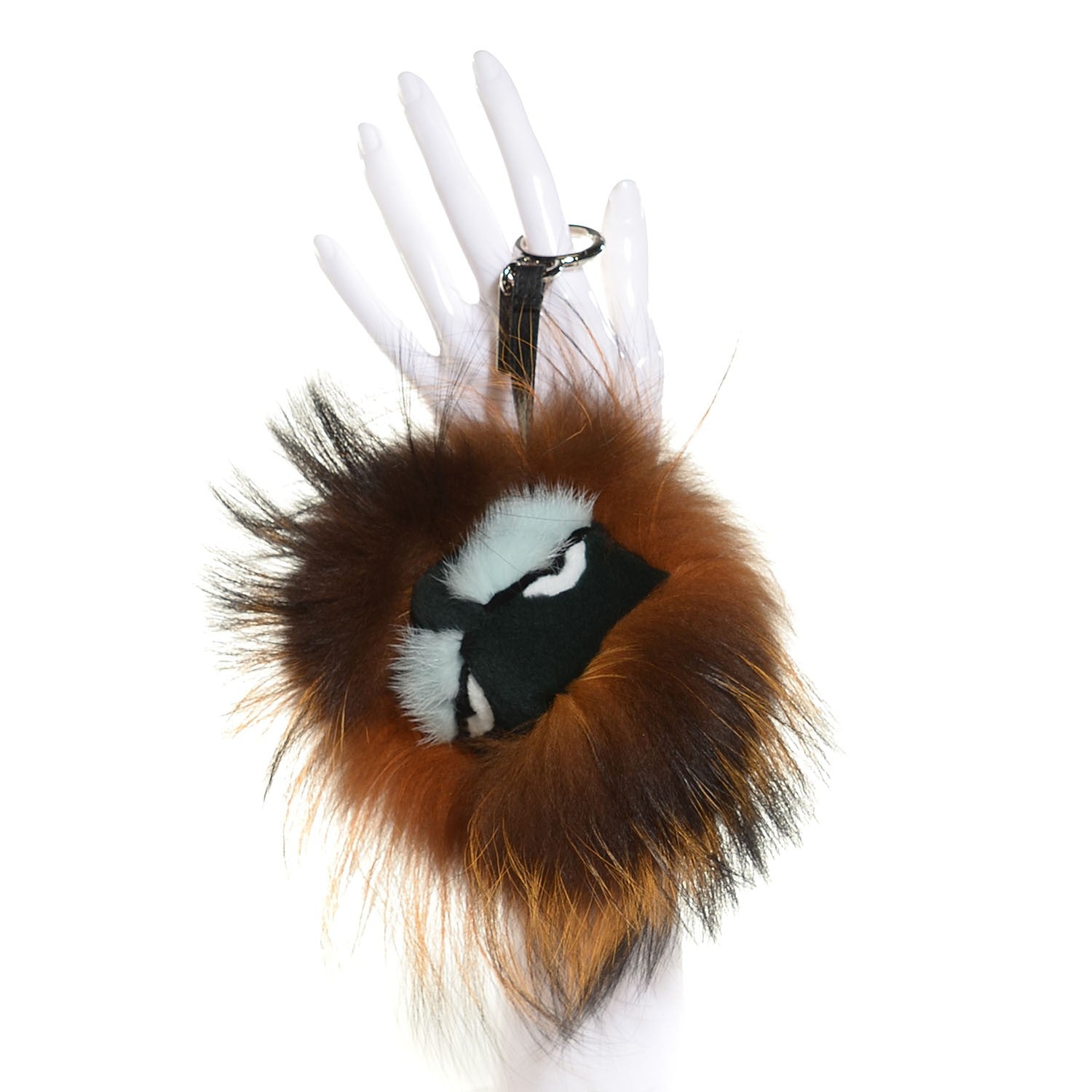 Fendi Fox Mink Rabbit Fur Vitello Flamingo Kooky Monster Bag Bug Charm Zucca Multicolor Black 2 of 5