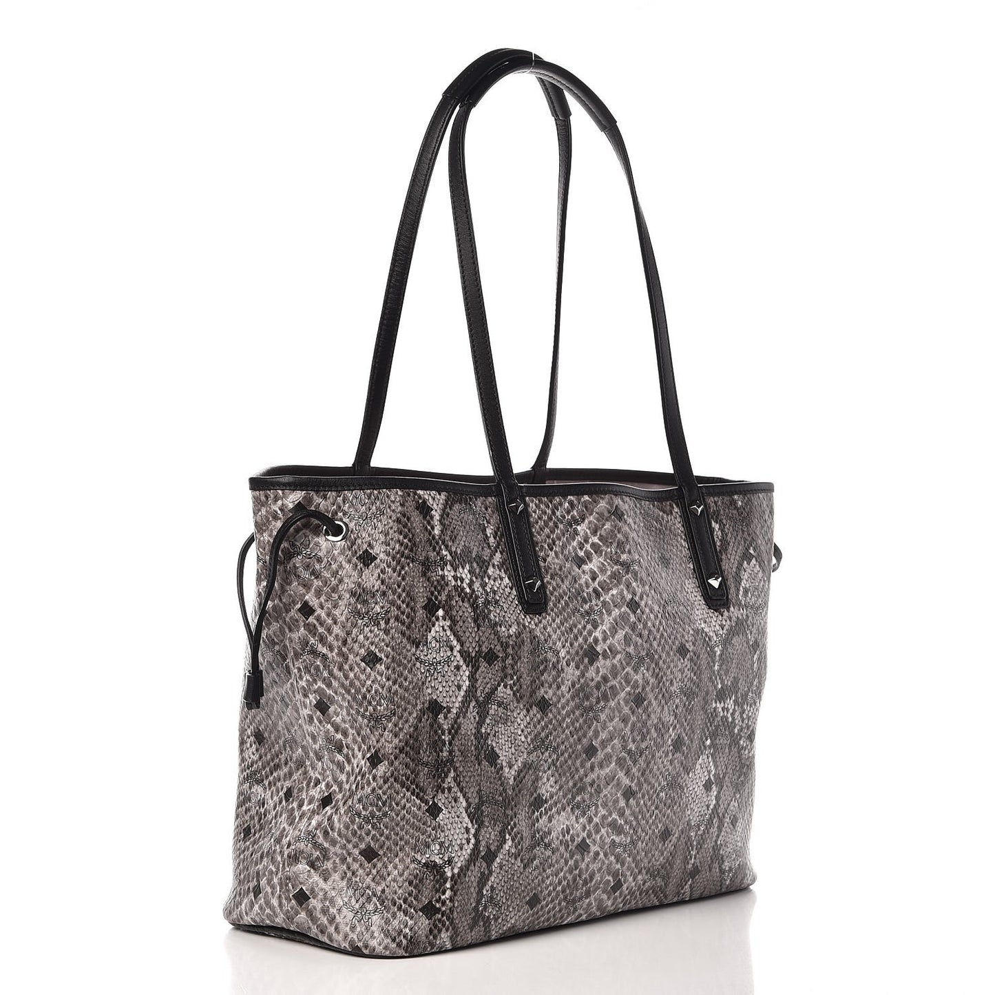Snake Embossed Medium Shopper Grey