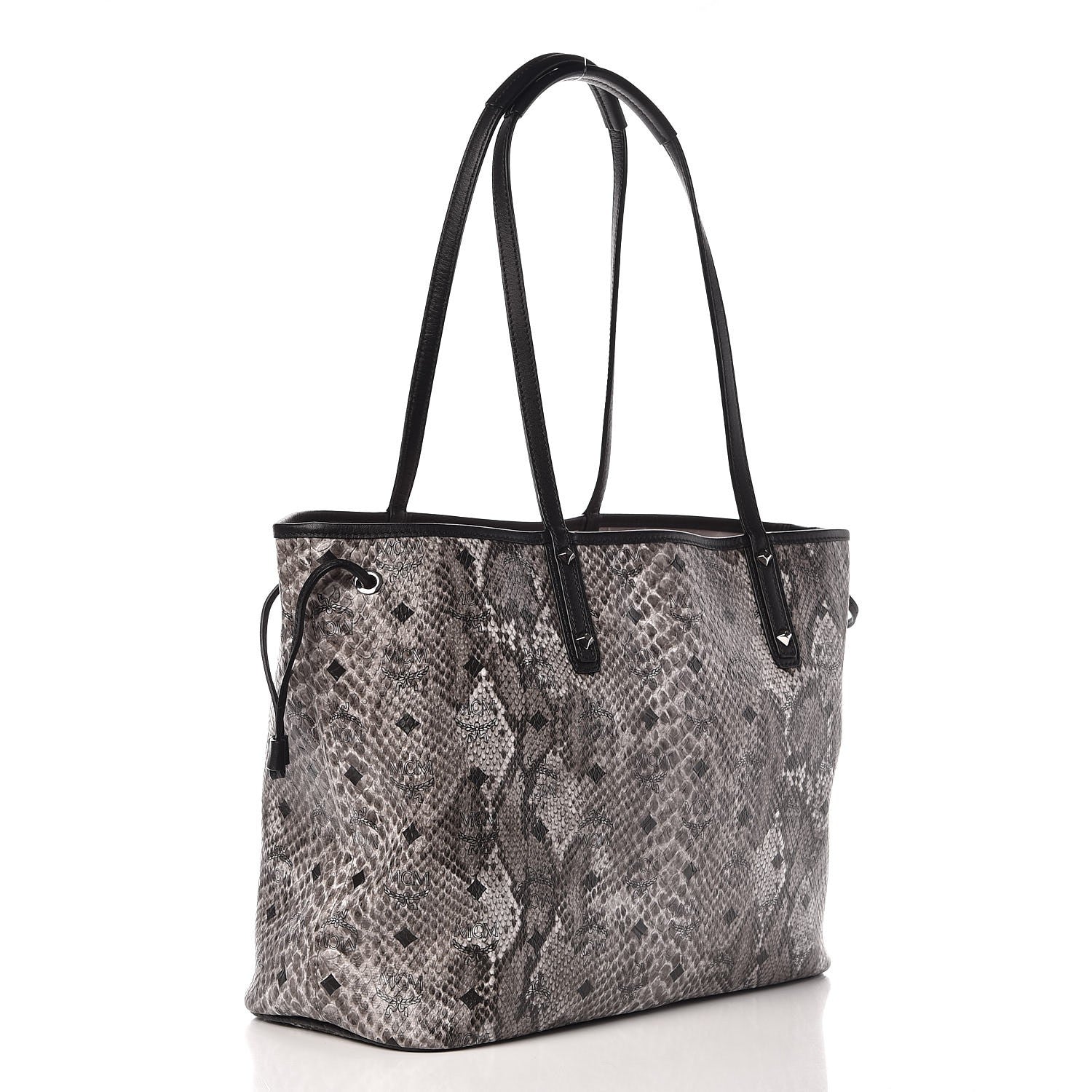 MCM Snake Embossed Medium Shopper Grey 3 of 8