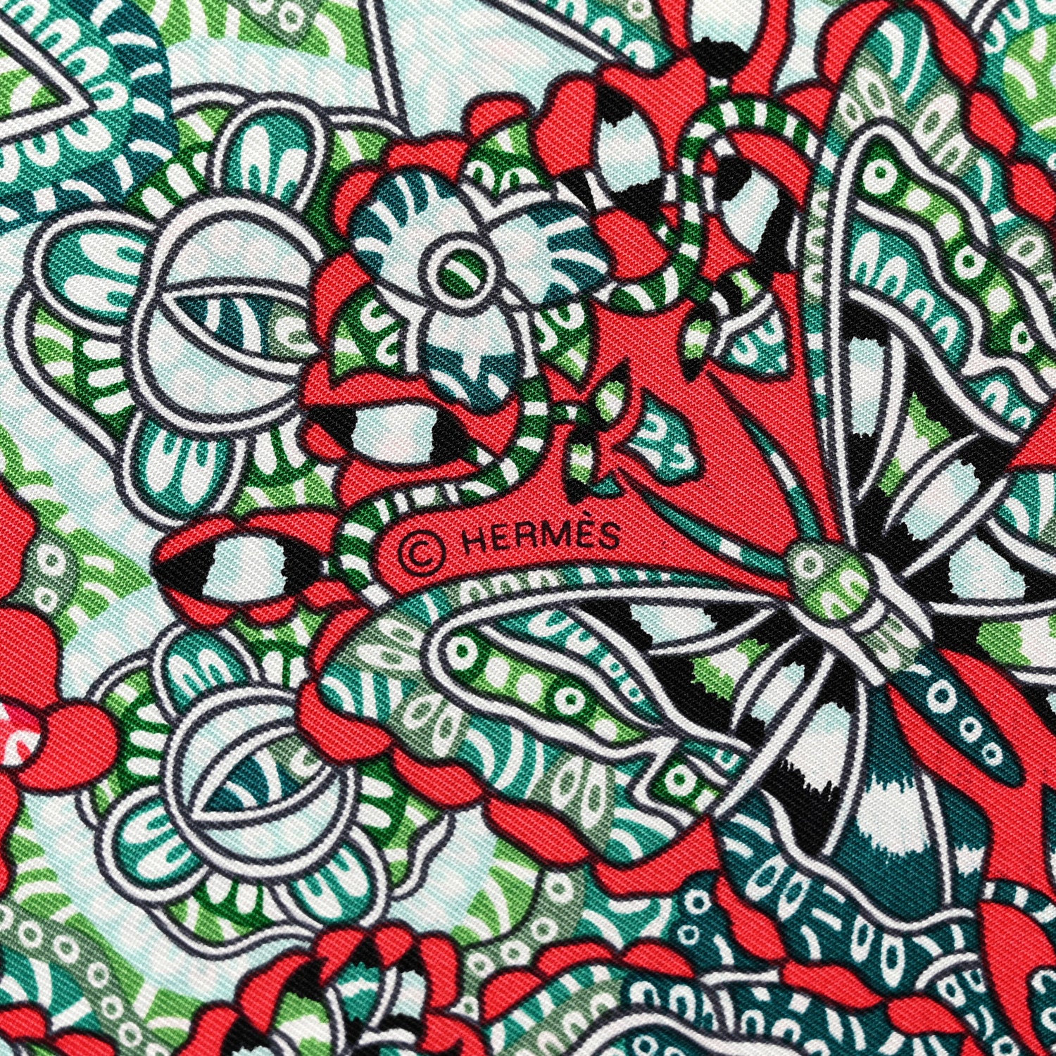 Hermes Silk La Légende De La Forêt Scarf 90 Corail Vert Black 5 of 5